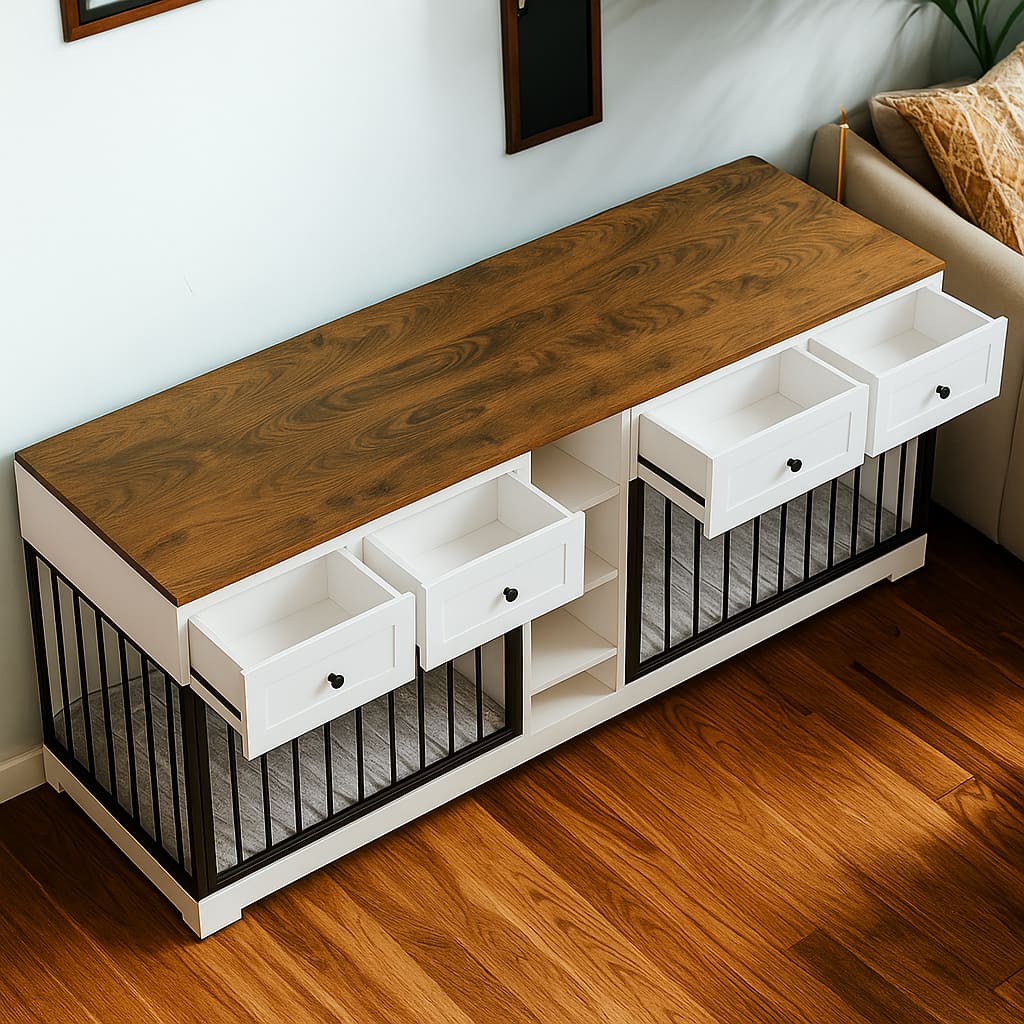 walnut and white