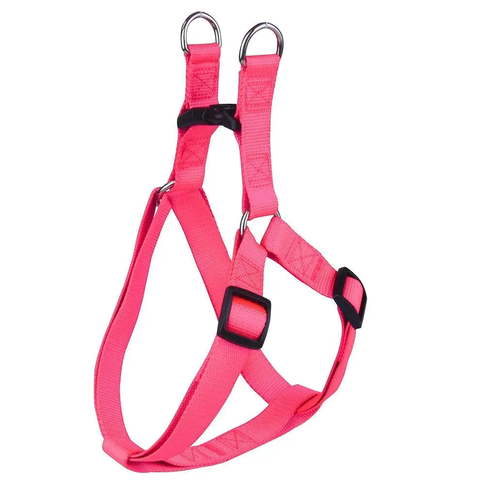 Nylon Pet Dog Harness No Pull Adjustable Dog Leash Vest Classic Running Leash Strap Belt for Small and Medium Dogs OnePaw Dog Company Pink XS