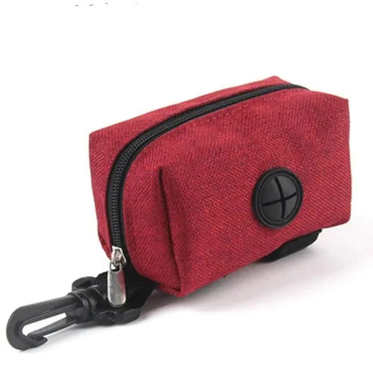 Canvas Poop Bag Holder & Accessory Bag One Paw Dog Company Red