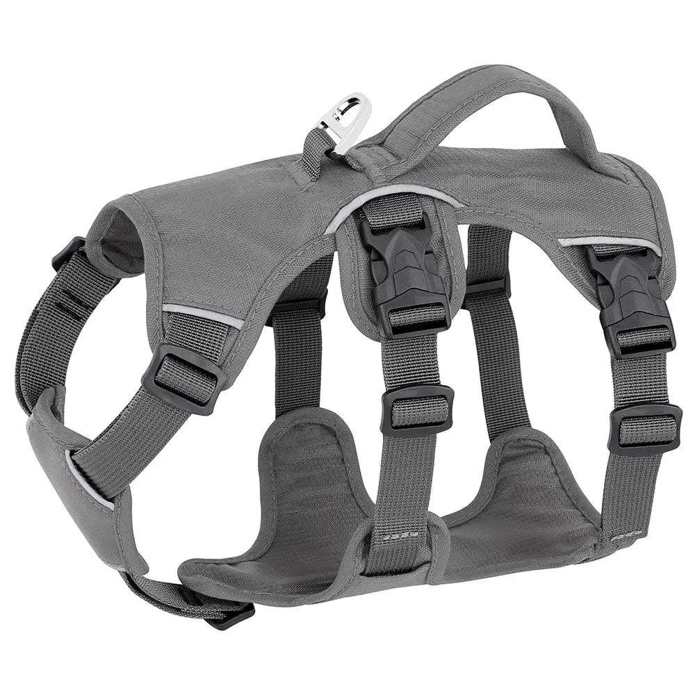 Reflective Nylon No Pull Harness OnePaw Dog Company GRAY XS