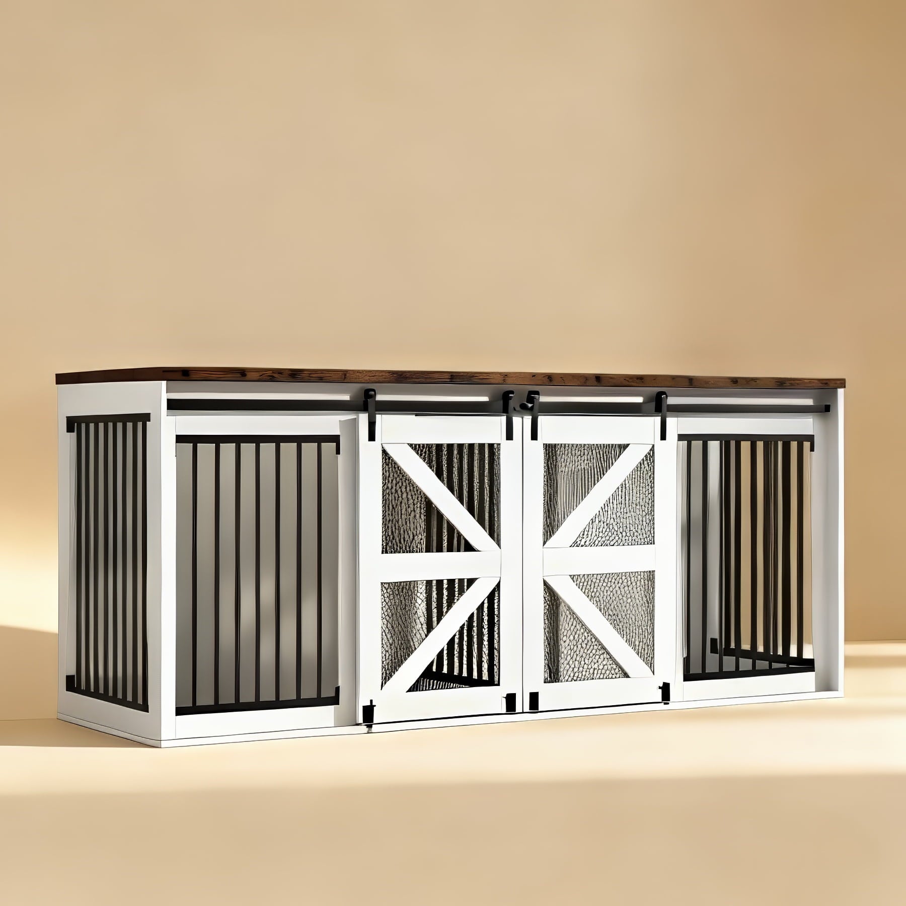 Image showcasing Haven XL Furniture Style Dog Crate | Double Wooden Dog Crate with ...