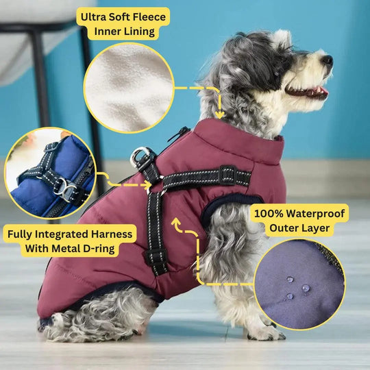 WaterProof Fleece Winter Harness One Paw Dog Company
