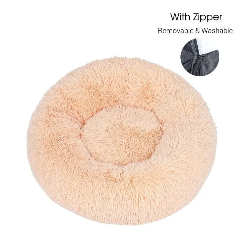 Calming Dog Donut Bed With Removable Cover BonaceBoutique Apricot XXS