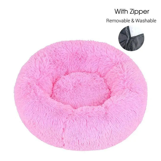 Calming Dog Donut Bed With Removable Cover BonaceBoutique Bright Pink XXS