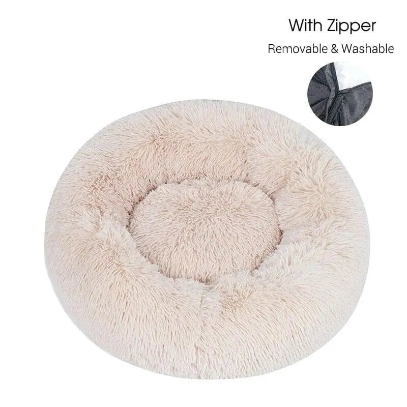 Calming Dog Donut Bed With Removable Cover BonaceBoutique Creamy XXS