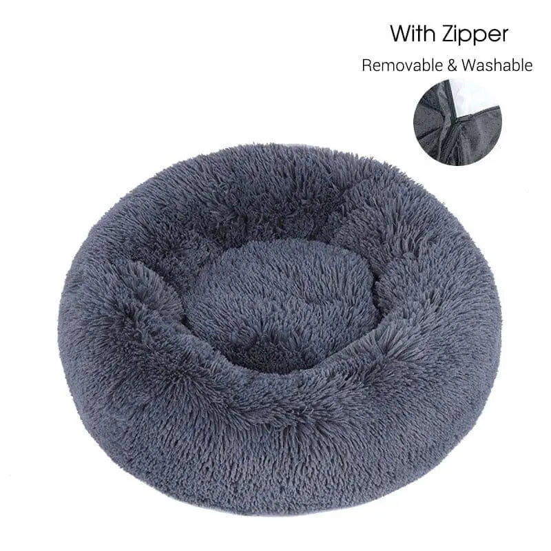Calming Dog Donut Bed With Removable Cover BonaceBoutique Dark Grey XXS