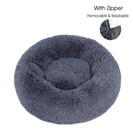 Calming Dog Donut Bed With Removable Cover BonaceBoutique Dark Grey XXS