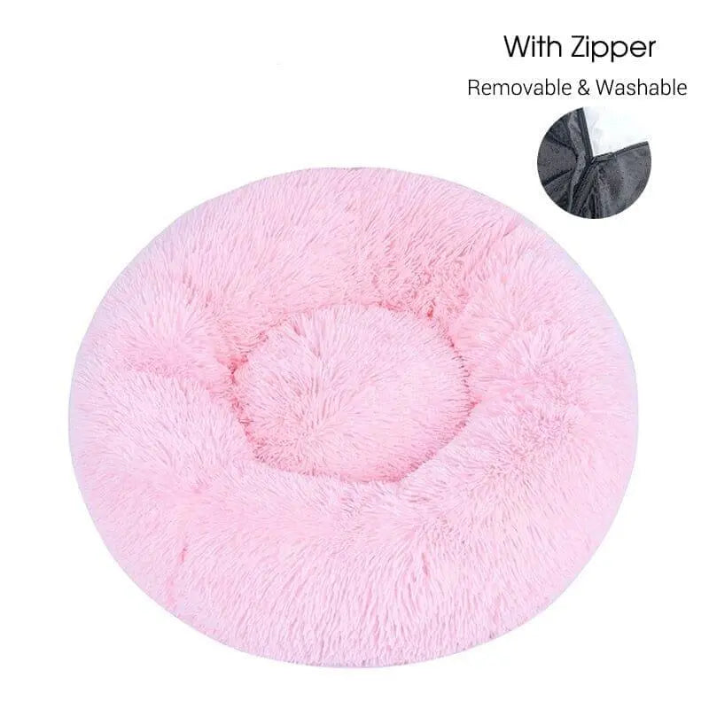 Calming Dog Donut Bed With Removable Cover BonaceBoutique Light Pink XXS