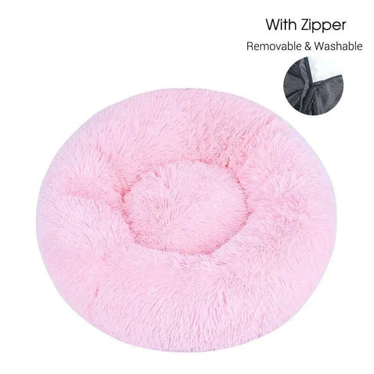 Calming Dog Donut Bed With Removable Cover BonaceBoutique Light Pink XXS