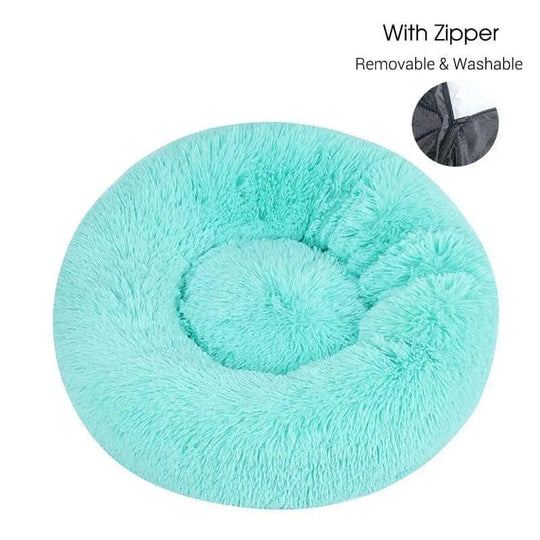 Calming Dog Donut Bed With Removable Cover BonaceBoutique Turquoise XXS
