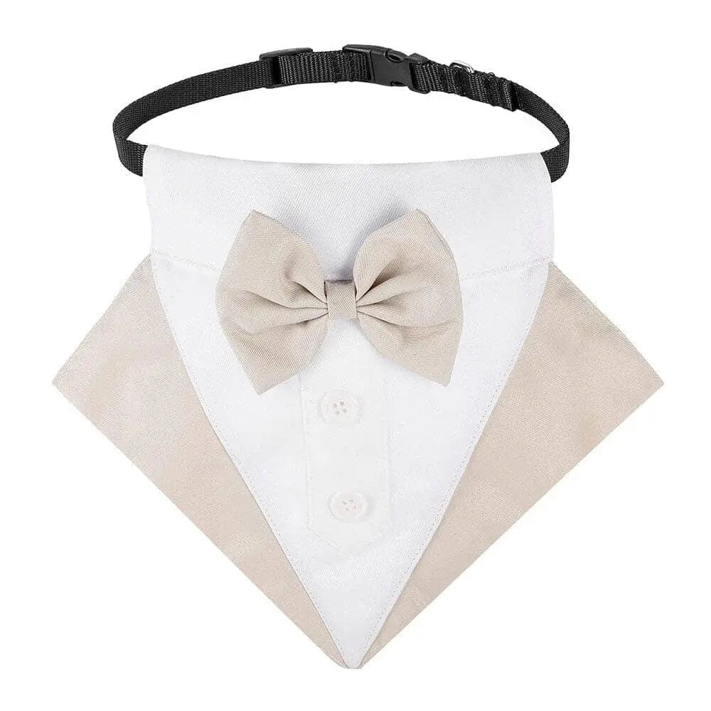 Dog Tuxedo Collar 0 BonaceBoutique Khaki & White S