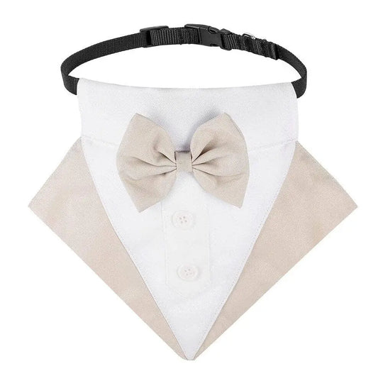 Dog Tuxedo Collar 0 BonaceBoutique Khaki & White S