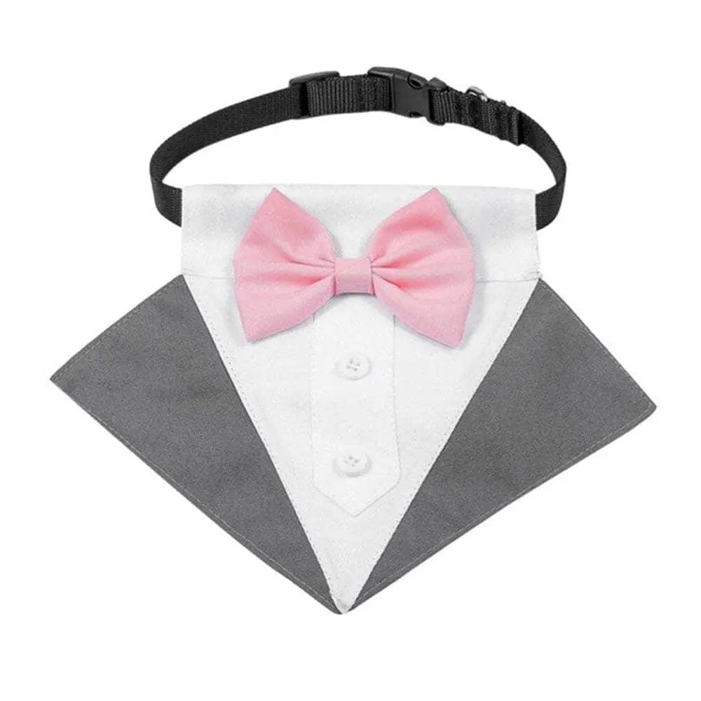 Dog Tuxedo Collar 0 BonaceBoutique Pink & Gray S