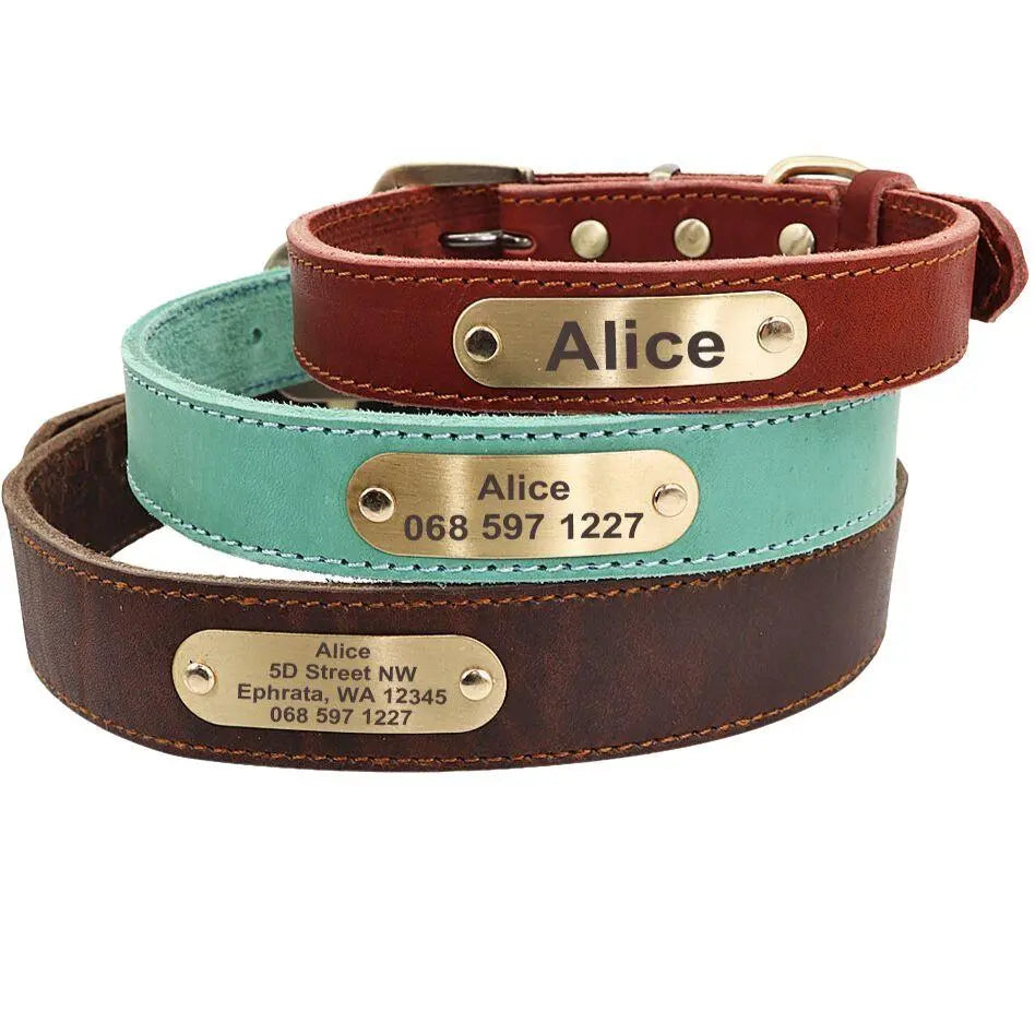 Personalized Genuine Leather Collar BonaceBoutique