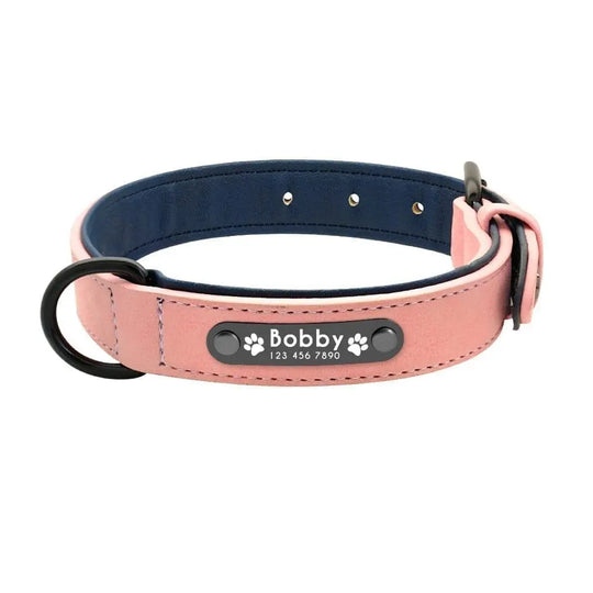 Personalized Vegan Leather Dog Collar 0 BonaceBoutique Light Pink S