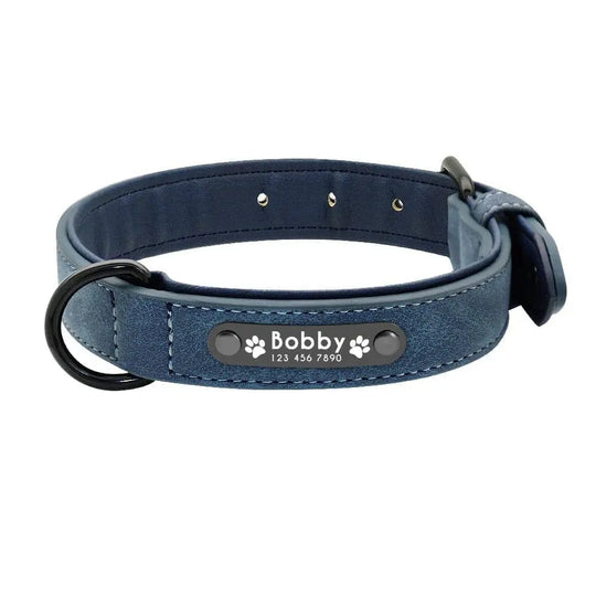 Personalized Vegan Leather Dog Collar 0 BonaceBoutique Royal Blue S
