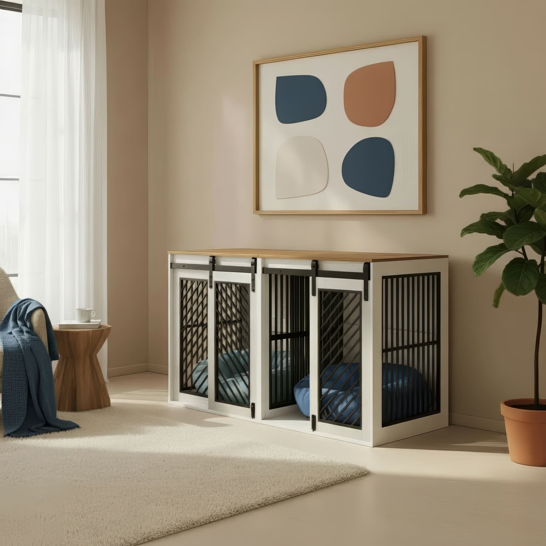Picture of Where to Place a Furniture-Style Dog Crate in Your Home – OnePaw Dog ...