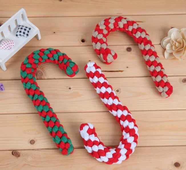 3 Candy Cane Rope Toys 