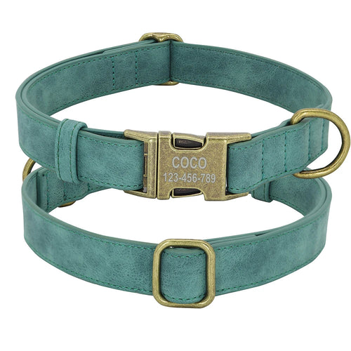 Padded Leather Customized Collar OnePaw Dog Company Green XS 