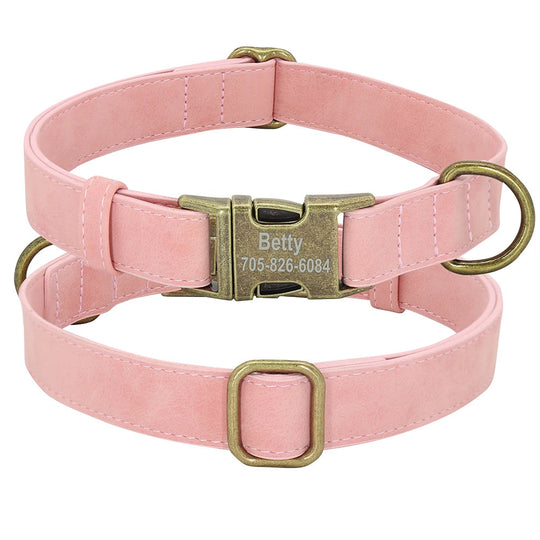 Padded Leather Customized Collar OnePaw Dog Company Pink XS 