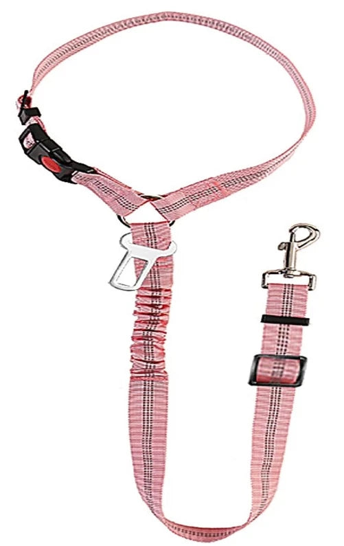 Adjustable Clip-In Dog Seat Belt One Paw Dog Company Pink 