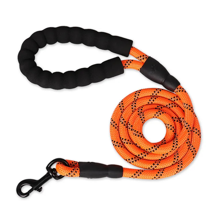 Heavy Duty Reflective Leash With Padded Handle One Paw Dog Company Orange 0.8cm/150cm (1/3"/5ft) 0-30lbs. 