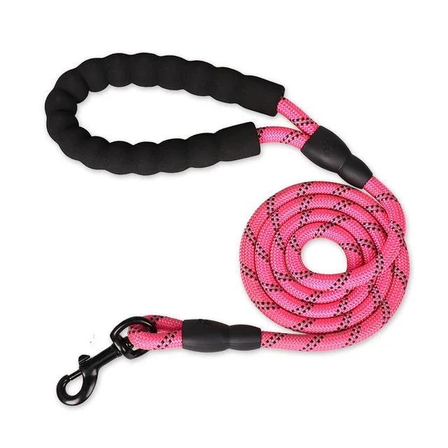 Heavy Duty Reflective Leash With Padded Handle One Paw Dog Company Pink 0.8cm/150cm (1/3"/5ft) 0-30lbs. 