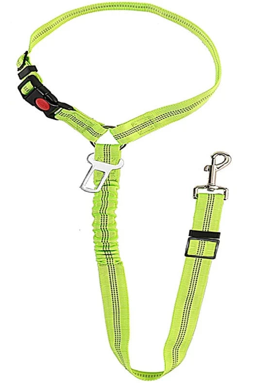 Adjustable Clip-In Dog Seat Belt One Paw Dog Company Green 