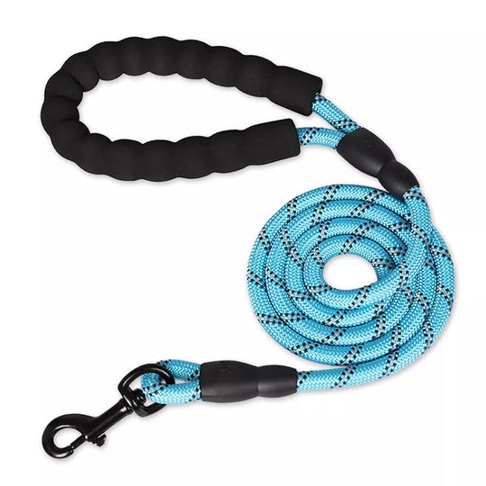 Heavy Duty Reflective Leash With Padded Handle One Paw Dog Company Blue 0.8cm/150cm (1/3"/5ft) 0-30lbs. 