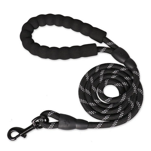 Heavy Duty Reflective Leash With Padded Handle One Paw Dog Company Black 0.8cm/150cm (1/3"/5ft) 0-30lbs. 