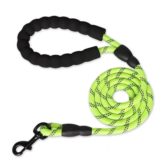 Heavy Duty Reflective Leash With Padded Handle One Paw Dog Company Green 0.8cm/150cm (1/3"/5ft) 0-30lbs. 