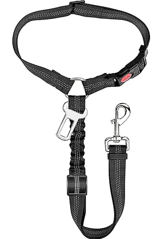 Adjustable Clip-In Dog Seat Belt One Paw Dog Company Black 