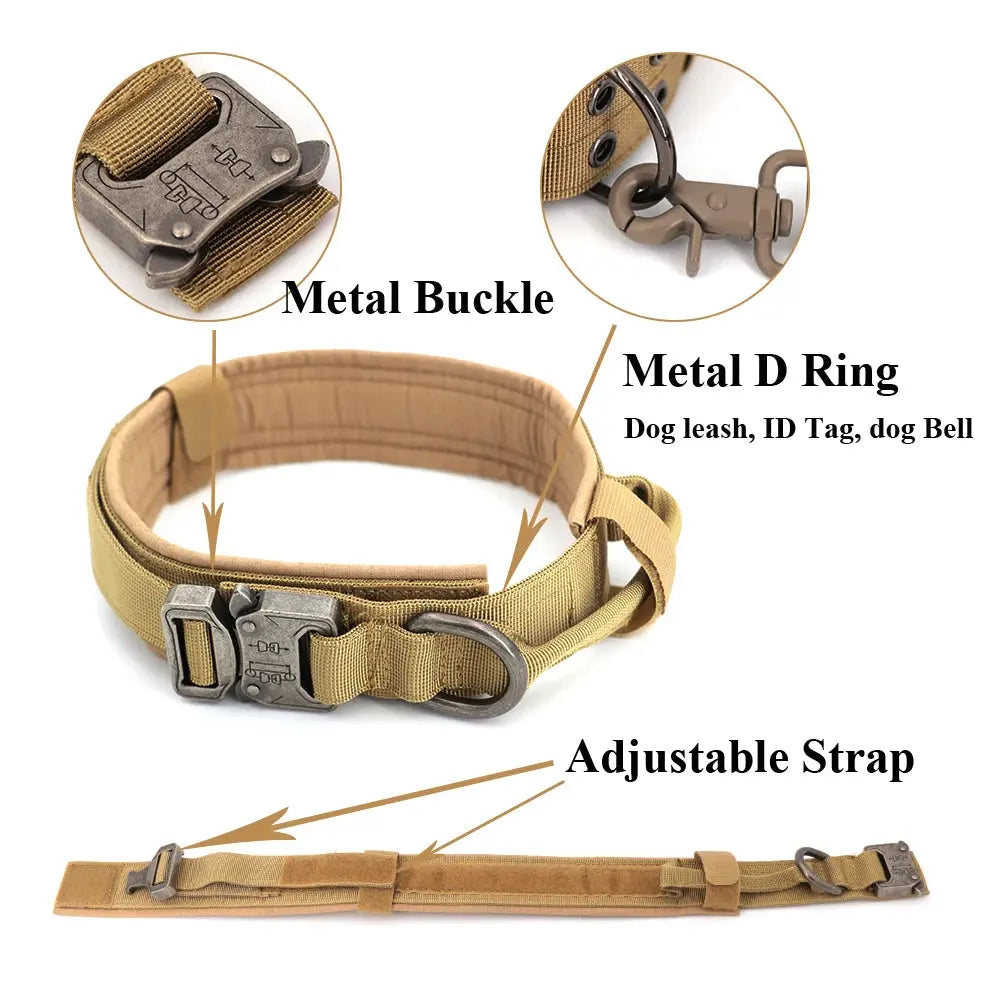 Reflective Dog Harness with 4 Metal Buckles Military Tactical Pet Training Walking K9 Vest Harnesses Leash Collar Set Large Dogs 