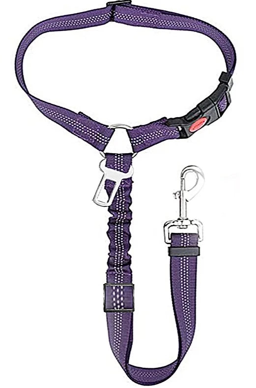 Adjustable Clip-In Dog Seat Belt One Paw Dog Company Purple 