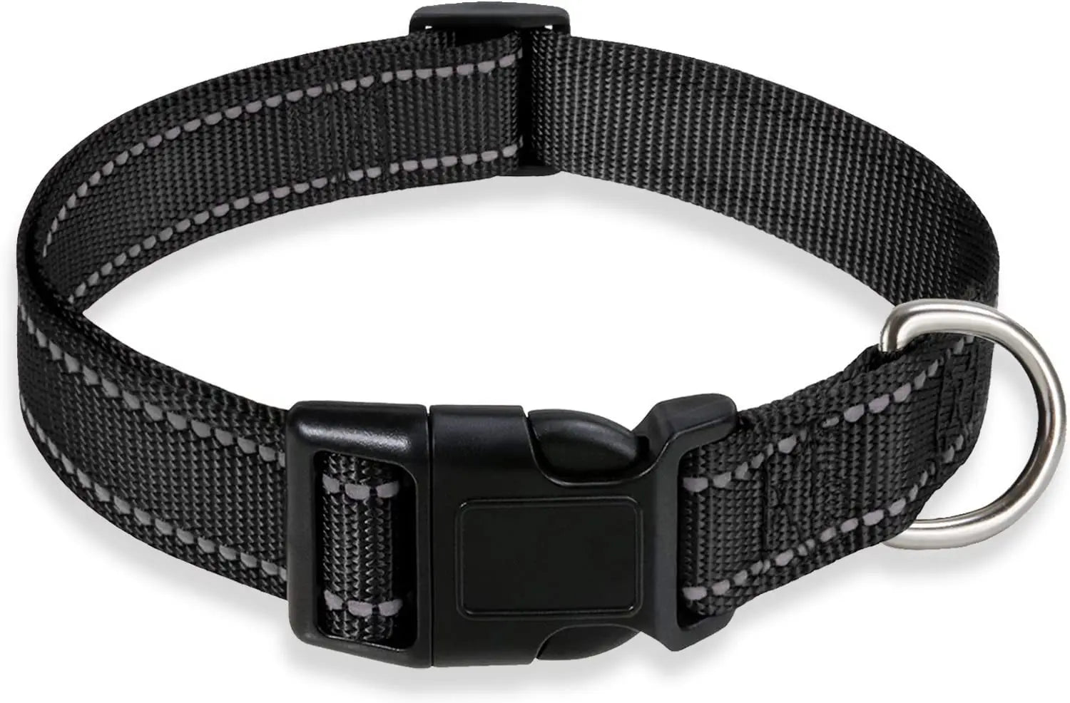 Reflective Nylon Collar One Paw Dog Company Black 12-16"(30-40cm) 