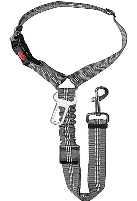 Adjustable Clip-In Dog Seat Belt One Paw Dog Company Grey 