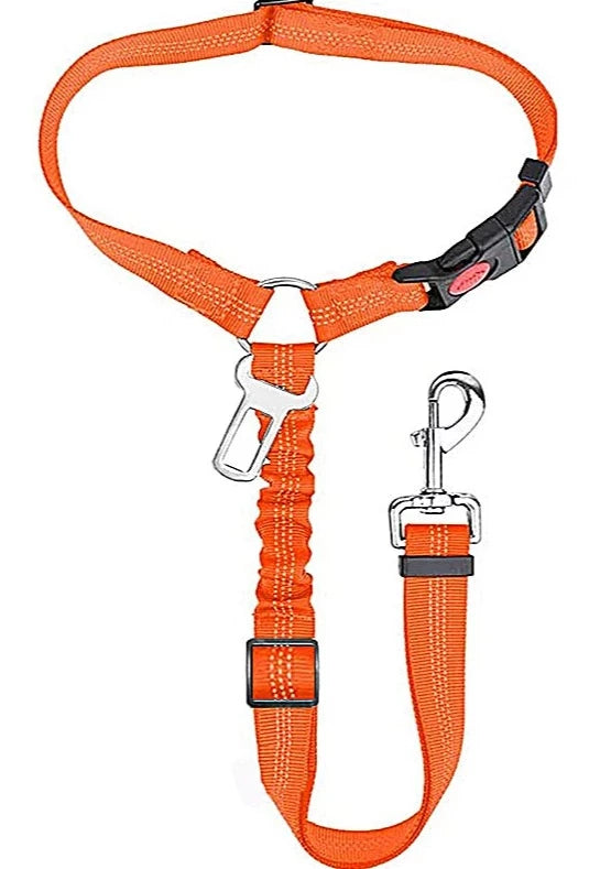 Adjustable Clip-In Dog Seat Belt One Paw Dog Company Orange 