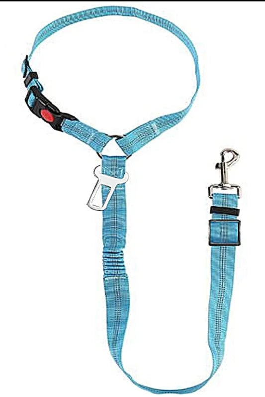 Adjustable Clip-In Dog Seat Belt One Paw Dog Company Light Blue 