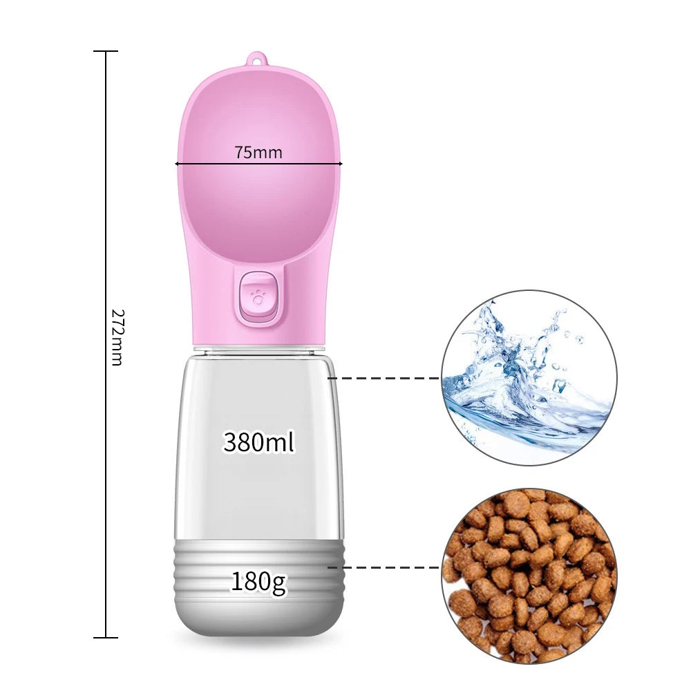 Portable 3-1 Dog Water Bottle Dog water bottle BonaceBoutique A-380ml 180g-pink 3-1 Water Bottle & Feeder 