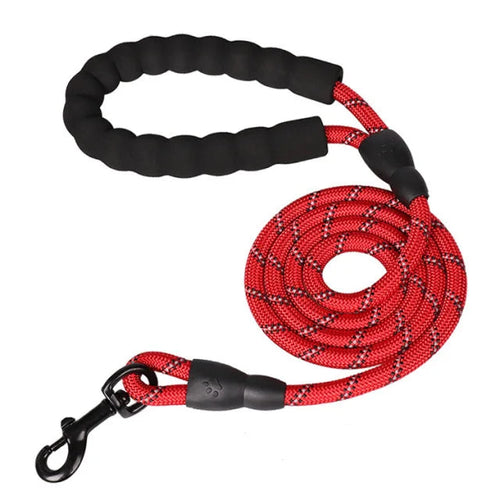 Heavy Duty Reflective Leash With Padded Handle One Paw Dog Company Red 0.8cm/150cm (1/3"/5ft) 0-30lbs. 