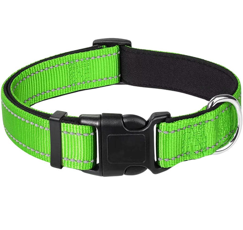 Reflective Nylon Collar One Paw Dog Company Green 12-16"(30-40cm) 