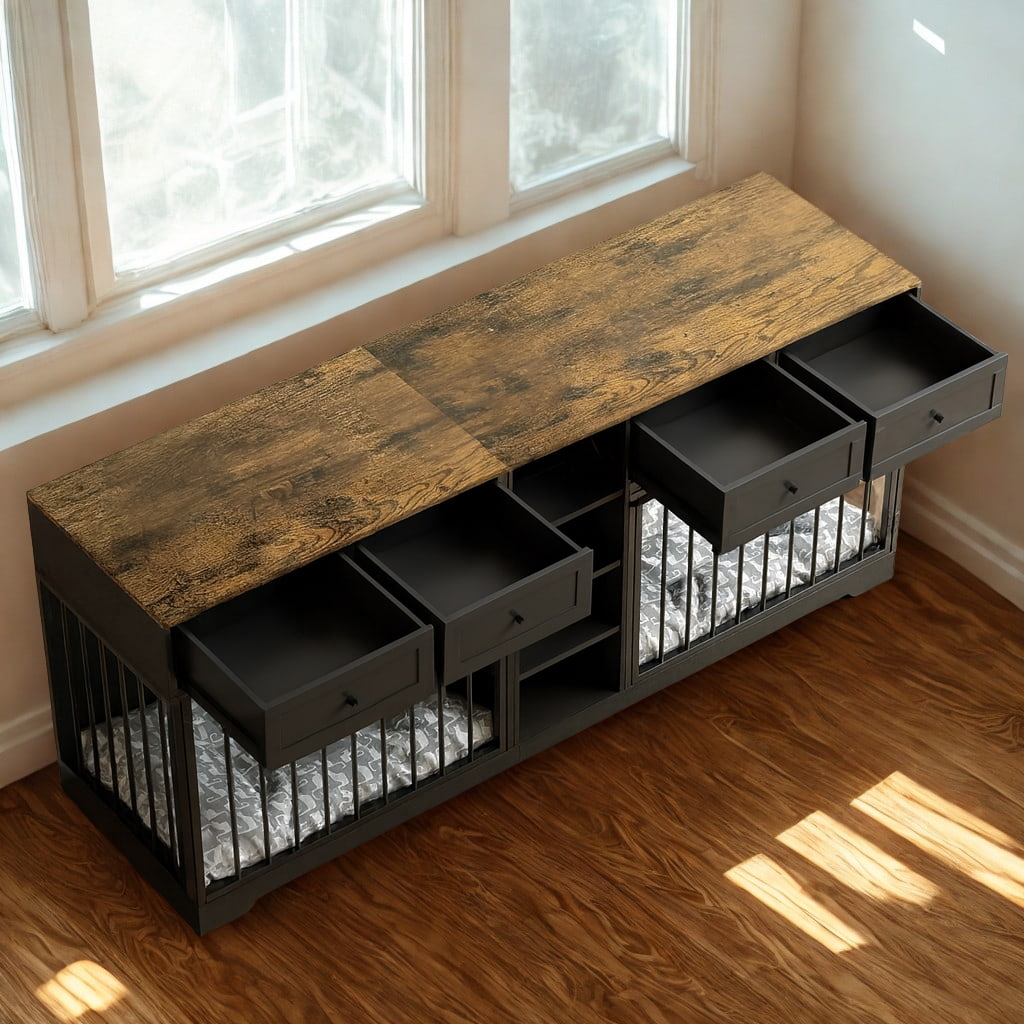 walnut and black