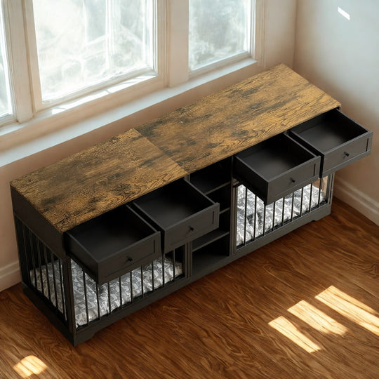 walnut and black