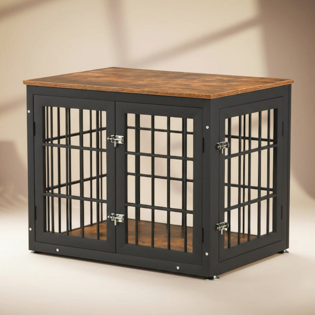  avenor luxury furniture dog crate #finish_walnut-and-black 