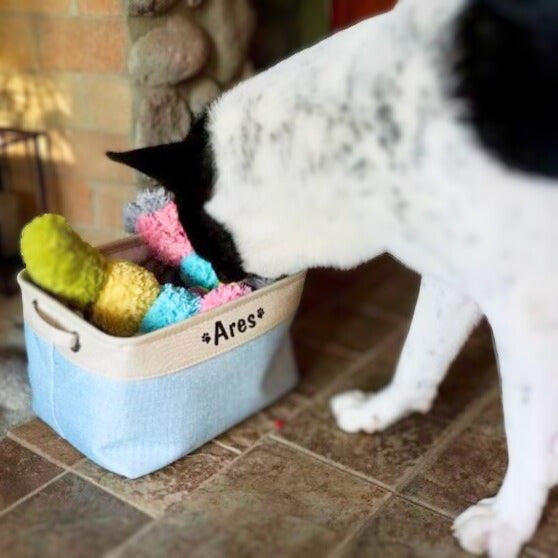Personalized Pet Dog Toy Basket Storage Box Cute Paw Print