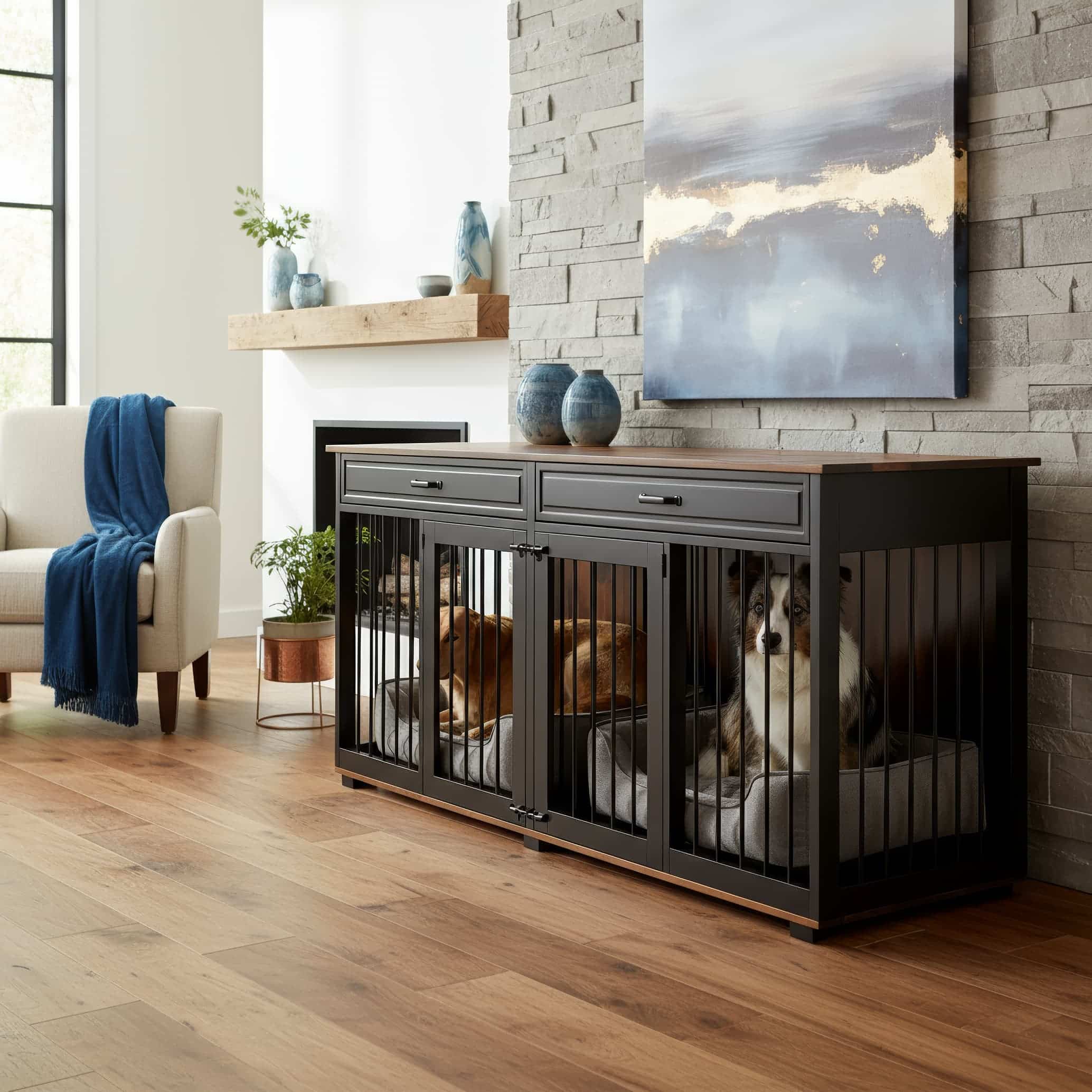 Vesta Furniture Style Large Dog Crate | Wooden Dog Crate with