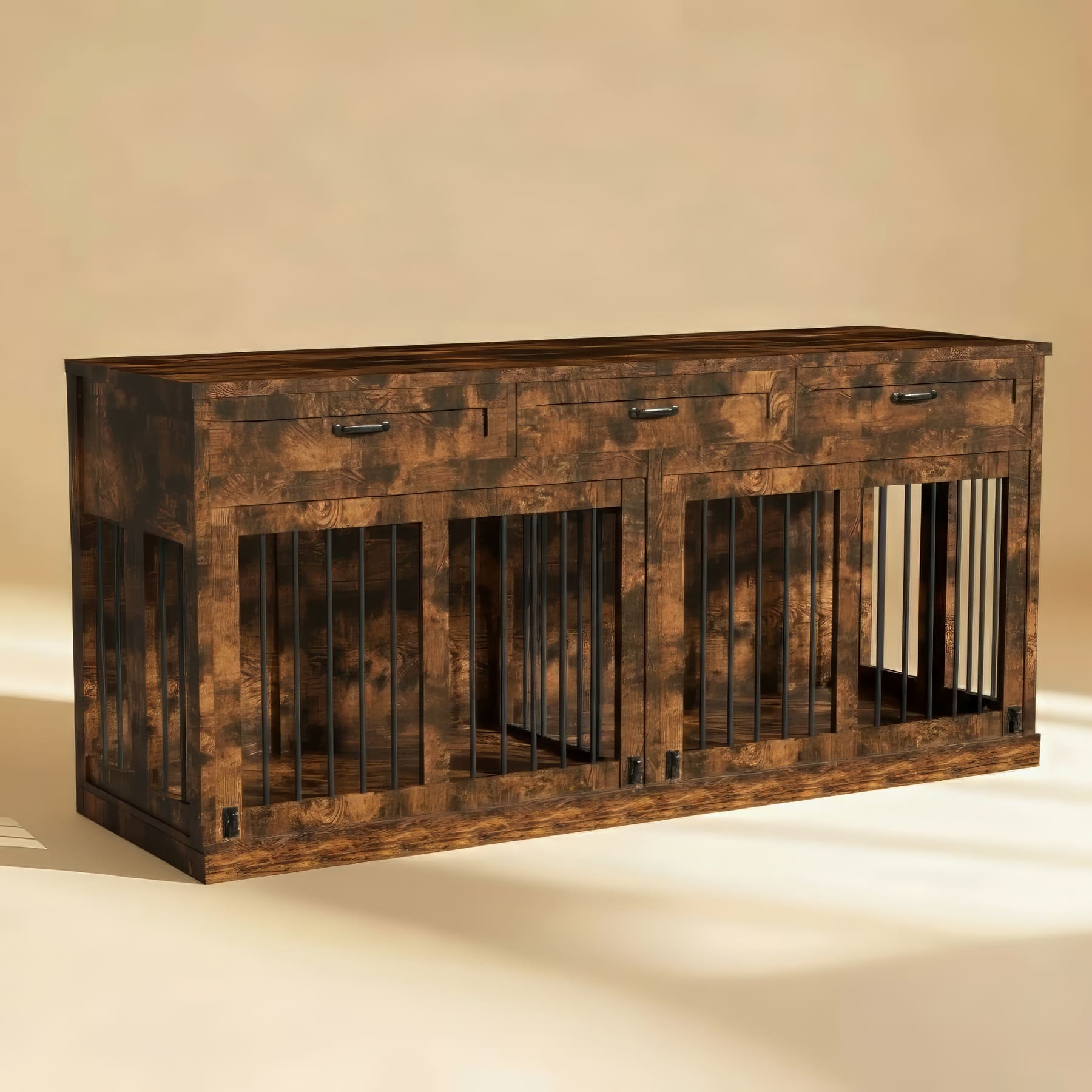 Crate Reference Image NALEN Large Double Dog Crate | Drawers & Lift-Up Access | OnePaw Dog Co ...