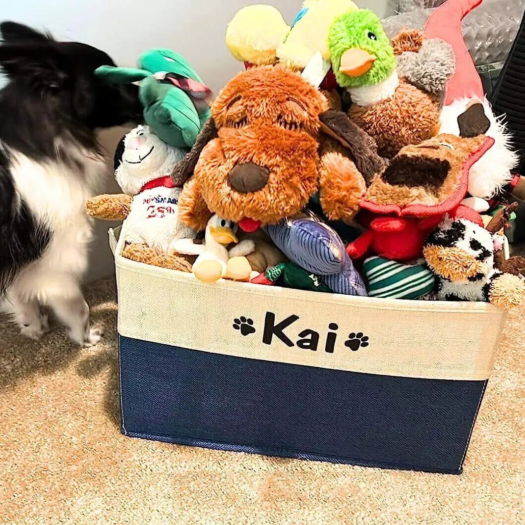 Personalized dog toy basket best sale