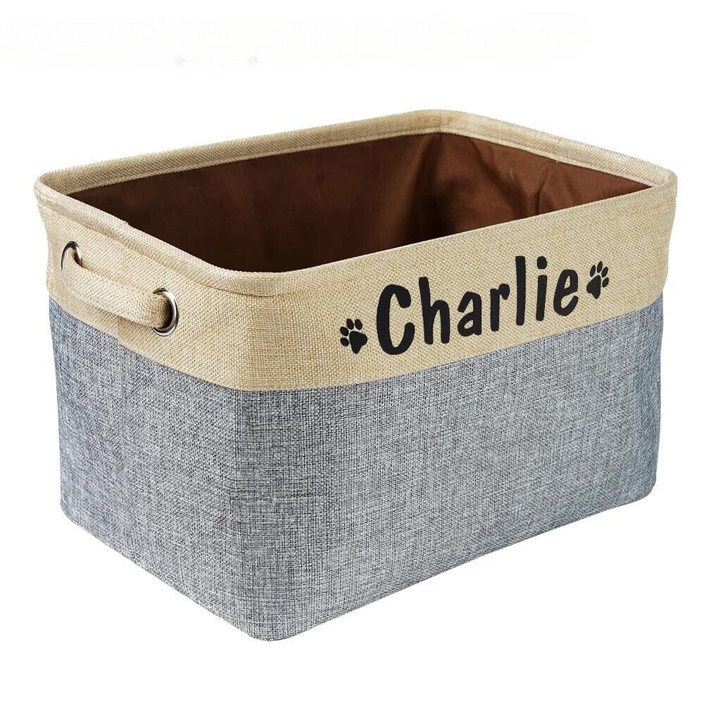 Personalized Toy Storage Basket 0 BonaceBoutique Light Grey Box 