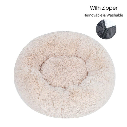Calming Dog Donut Bed With Removable Cover BonaceBoutique Creamy XXS 